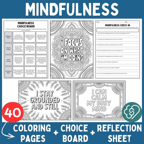Mindfulness Coloring Pages — Affirmations and Quotes — cover preview