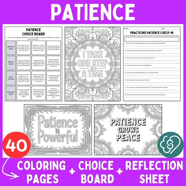 Patience Coloring Pages — Affirmations and Quotes — cover preview