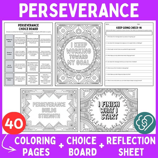 Perseverance Coloring Pages — Affirmations and Quotes — cover preview