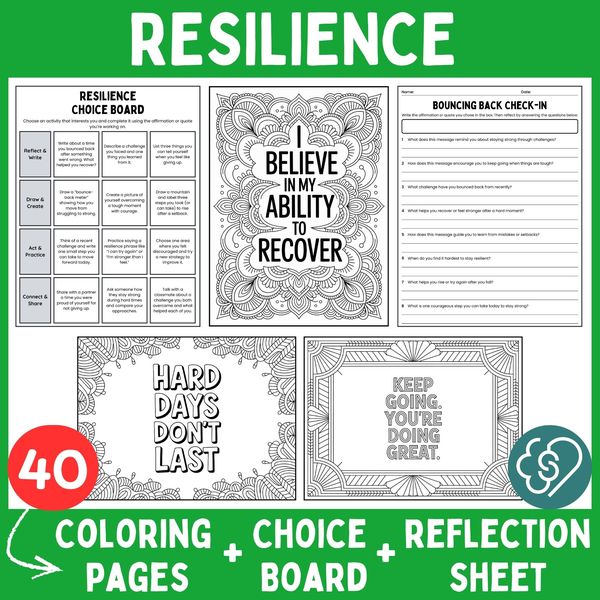 Resilience Coloring Pages — Affirmations and Quotes — cover preview