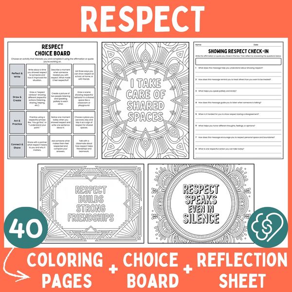 Respect Coloring Pages — Affirmations and Quotes — cover preview