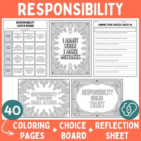 Responsibility Coloring Pages — Affirmations and Quotes — cover preview