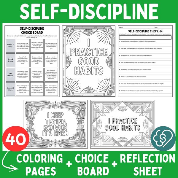 Self-Discipline Coloring Pages — Affirmations and Quotes — cover preview