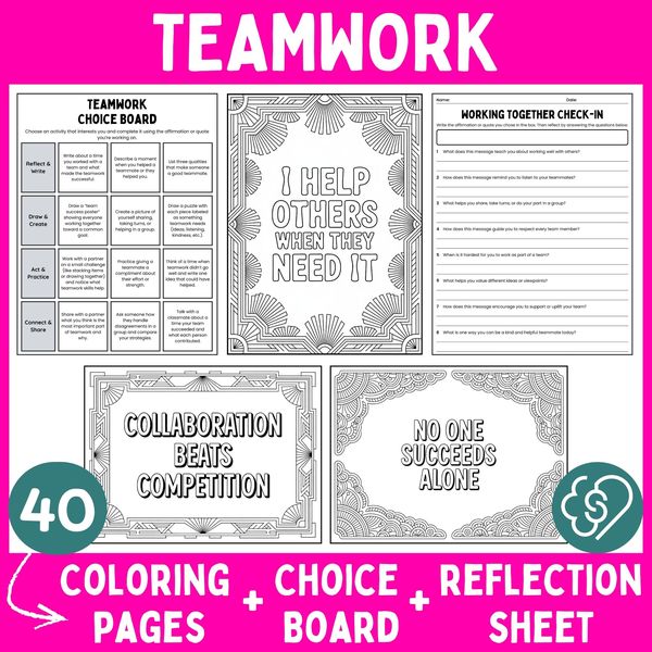 Teamwork Coloring Pages — Affirmations and Quotes — cover preview