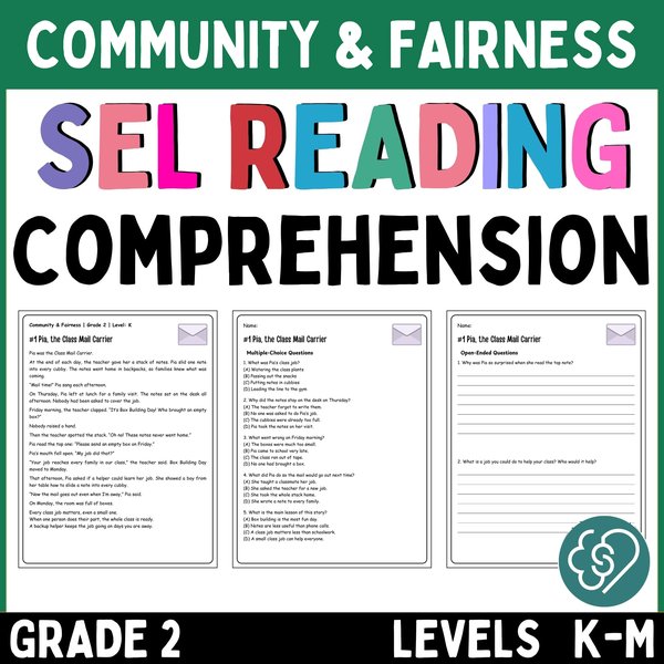 Community and Fairness Reading Comprehension Passages — Grade 2 — cover preview