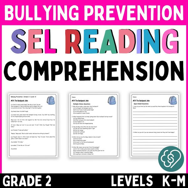 Bullying Prevention Reading Comprehension Passages — Grade 2 — cover preview