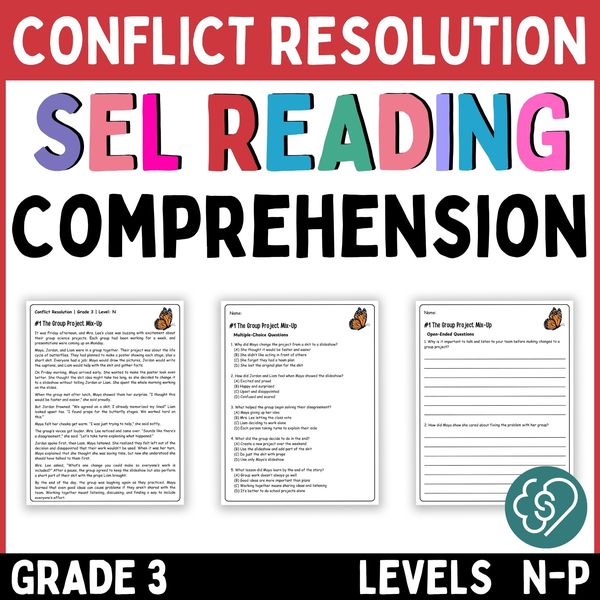 Conflict Resolution Reading Comprehension Passages — Grade 3 — cover preview
