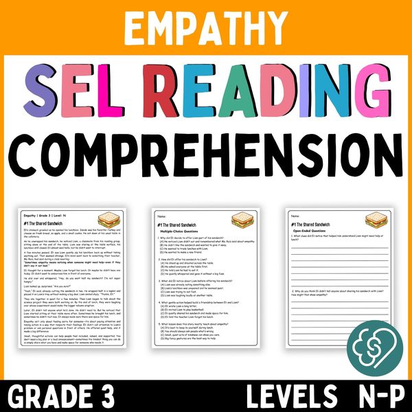 Empathy Reading Comprehension Passages — Grade 3 — cover preview