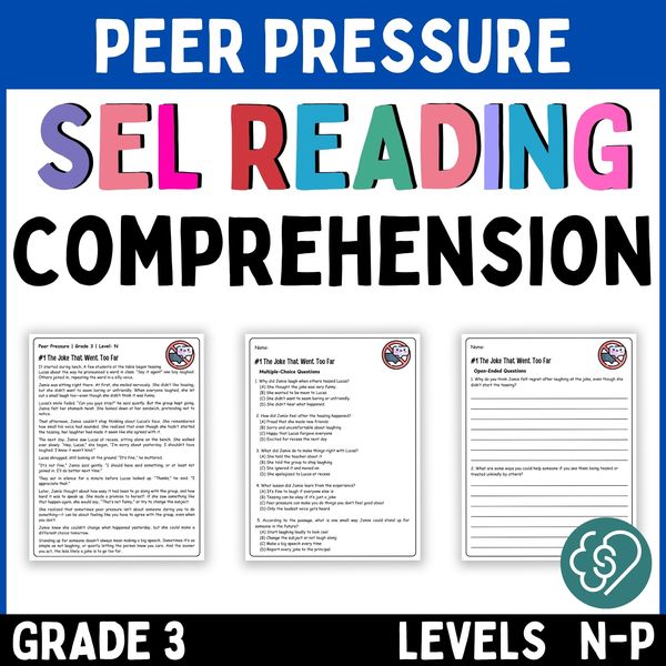 Peer Pressure Reading Comprehension Passages — Grade 3 — cover preview