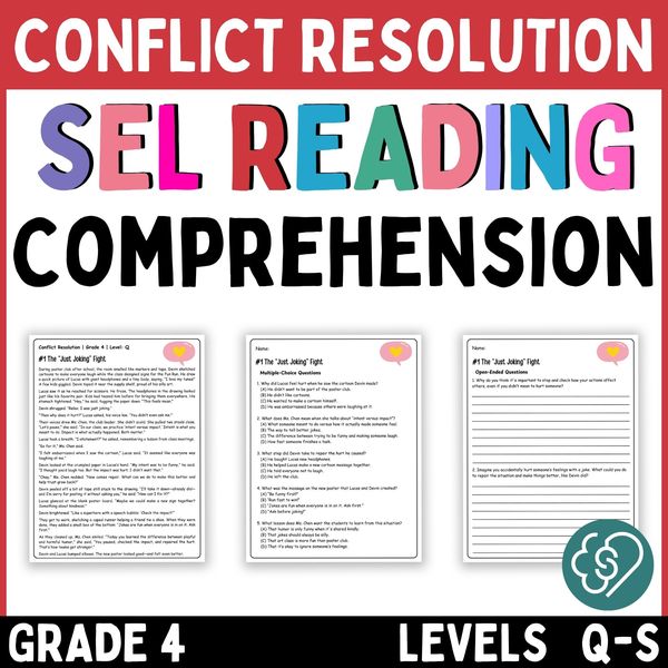 Conflict Resolution Reading Comprehension Passages — Grade 4 — cover preview