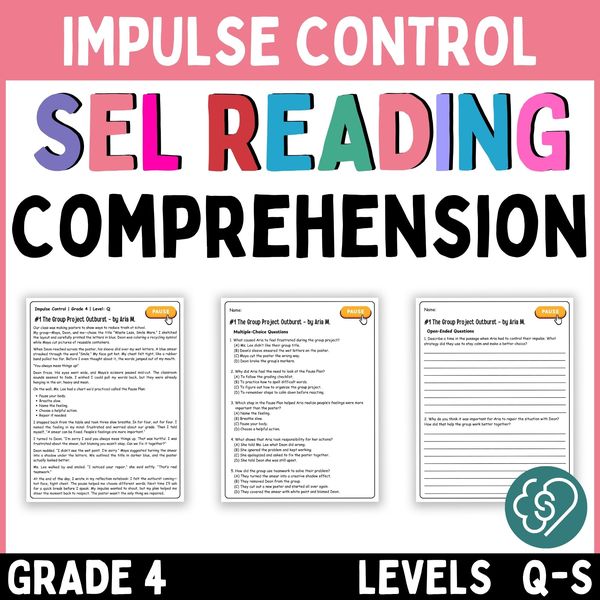 Impulse Control Reading Comprehension Passages — Grade 4 — cover preview