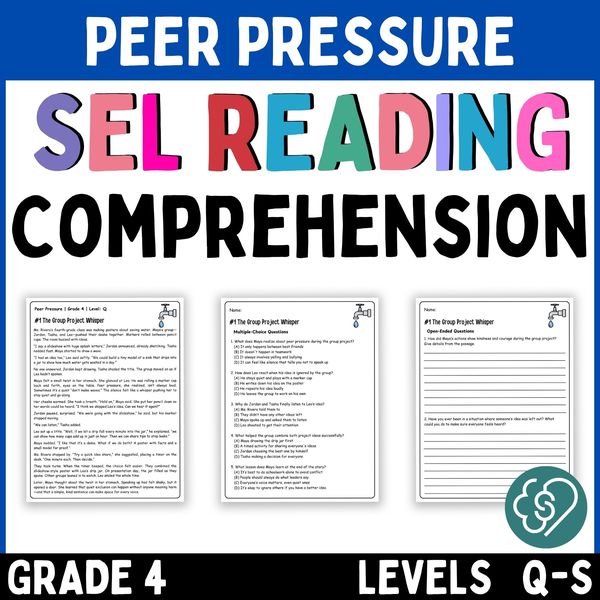 Peer Pressure Reading Comprehension Passages — Grade 4 — cover preview