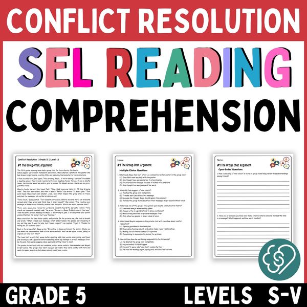 Conflict Resolution Reading Comprehension Passages — Grade 5 — cover preview