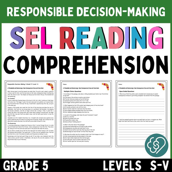 Free Decision-Making Reading Comprehension Passages — Grade 5 — cover preview