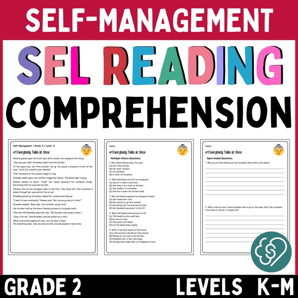 Free Self-Management Reading Comprehension Passages — Grade 2 — cover preview