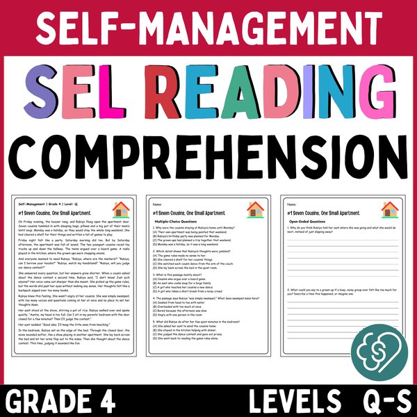 Free Self-Management Reading Comprehension Passages — Grade 4 — cover preview