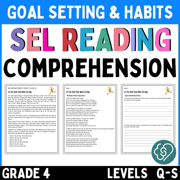 Goal Setting Reading Comprehension Passages — Grade 4 — cover preview