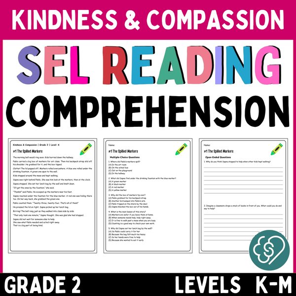 Kindness Reading Comprehension Passages — Grade 2 — cover preview