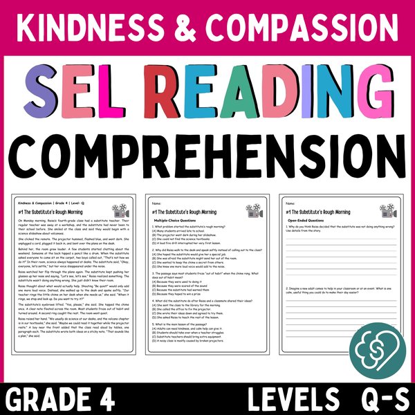 Kindness Reading Comprehension Passages — Grade 4 — cover preview