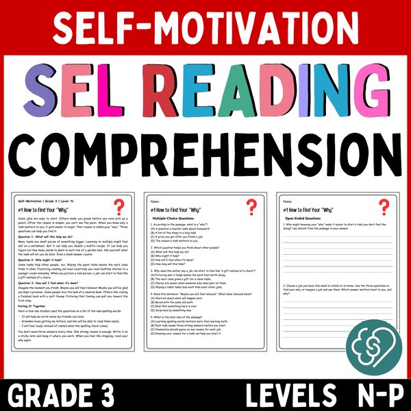 Motivation Reading Comprehension Passages — Grade 3 — cover preview