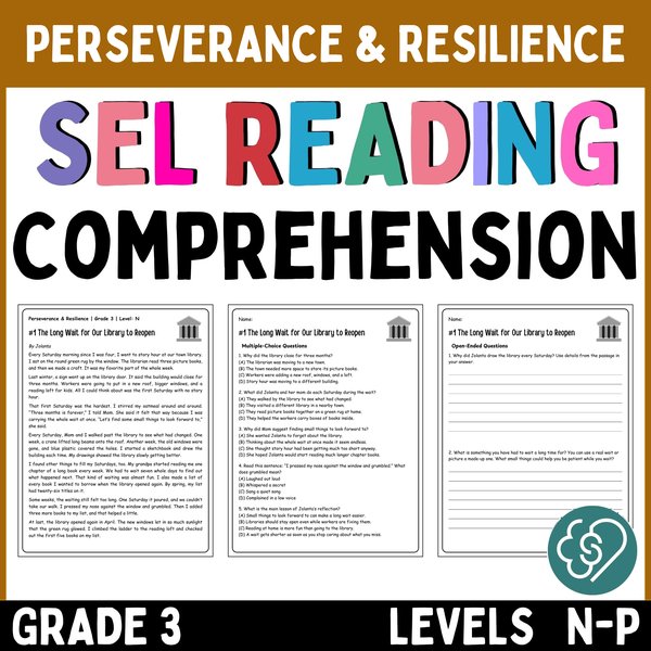 Resilience Reading Comprehension Passages — Grade 3 — cover preview