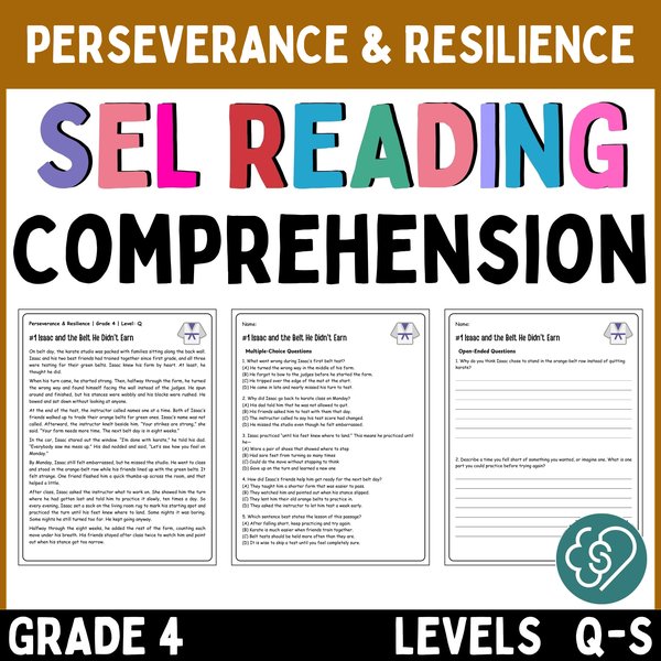 Resilience Reading Comprehension Passages — Grade 4 — cover preview