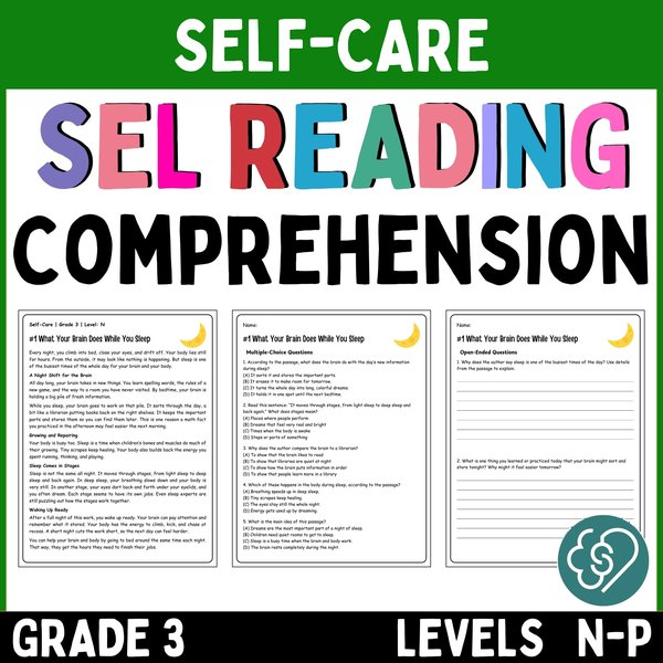 Self-Care Reading Comprehension Passages — Grade 3 — cover preview