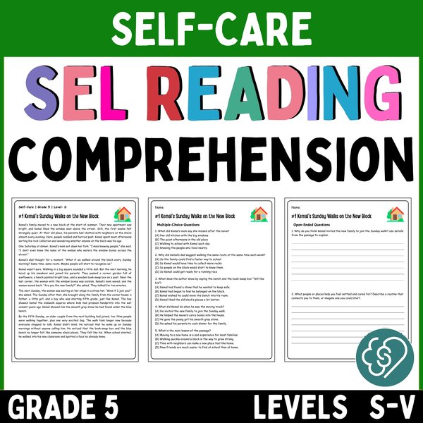 Self-Care Reading Comprehension Passages — Grade 5 — cover preview