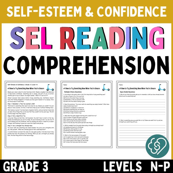 Self-Esteem Reading Comprehension Passages — Grade 3 — cover preview