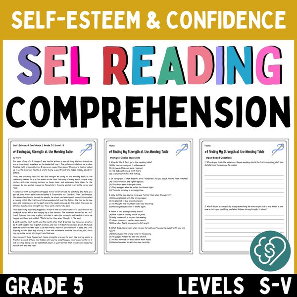 Self-Esteem Reading Comprehension Passages — Grade 5 — cover preview