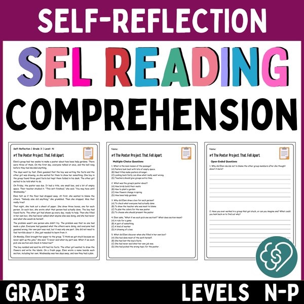 Self-Reflection Reading Comprehension Passages — Grade 3 — cover preview