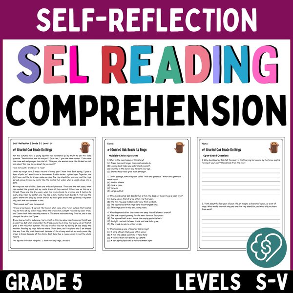 Self-Reflection Reading Comprehension Passages — Grade 5 — cover preview