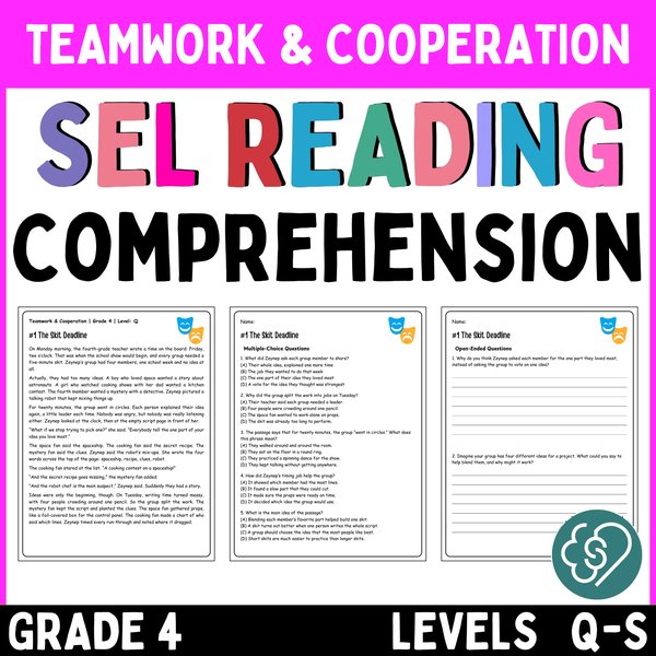 Teamwork Reading Comprehension Passages — Grade 4 — cover preview