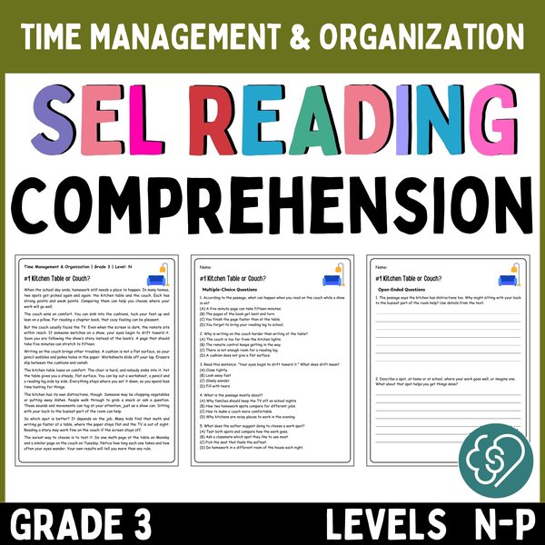Time Management Reading Comprehension Passages — Grade 3 — cover preview