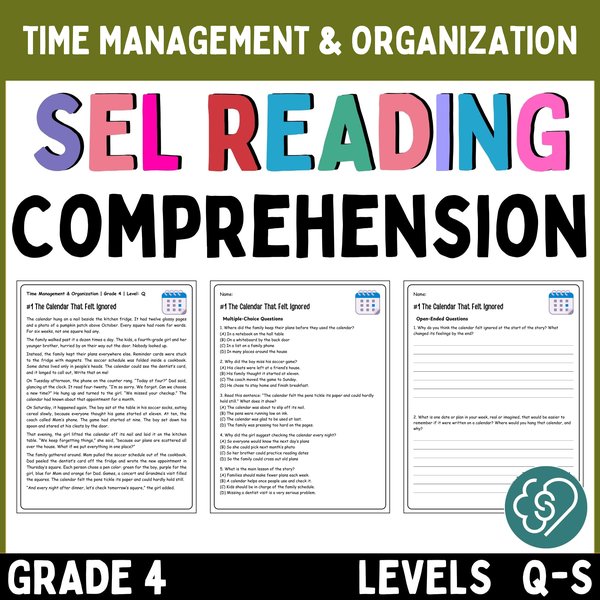 Time Management Reading Comprehension Passages — Grade 4 — cover preview