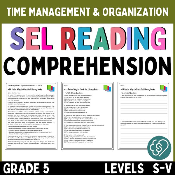 Time Management Reading Comprehension Passages — Grade 5 — cover preview
