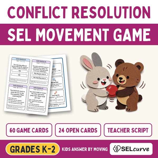 Conflict Resolution Brain Breaks — SEL Movement Game (Grades K–2) — cover preview