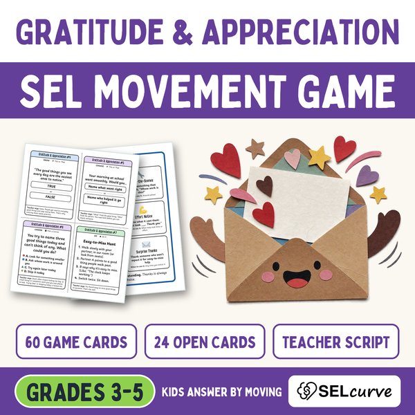 Gratitude Brain Breaks — SEL Movement Game (Grades 3–5) — cover preview