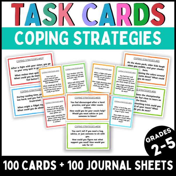 Coping Skills Task Cards — Printable & Digital — cover preview