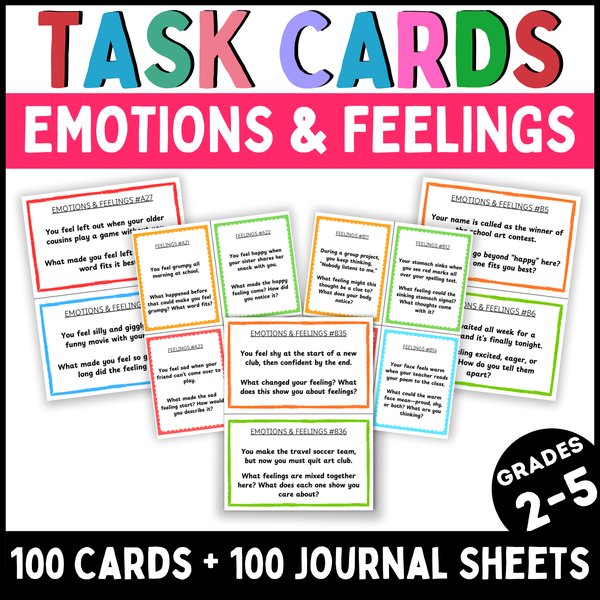 Feelings and Emotions Task Cards — Printable & Digital — cover preview