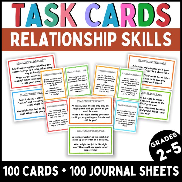 Free Relationship Skills Task Cards — Printable & Digital — cover preview