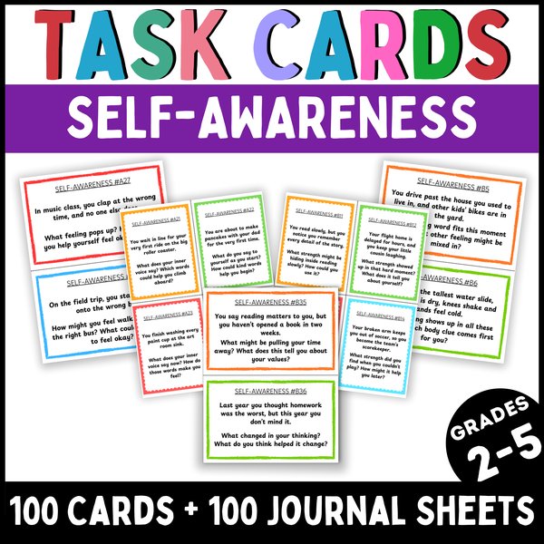Free Self-Awareness Task Cards — Printable & Digital — cover preview