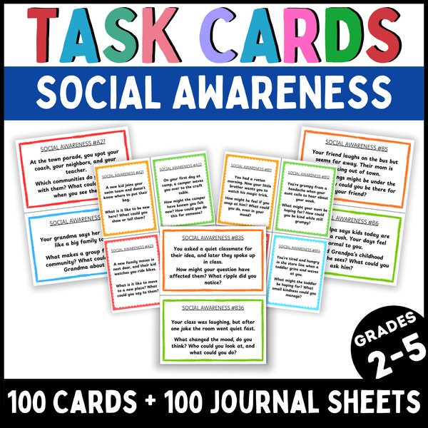 Free Social Awareness Task Cards — Printable & Digital — cover preview
