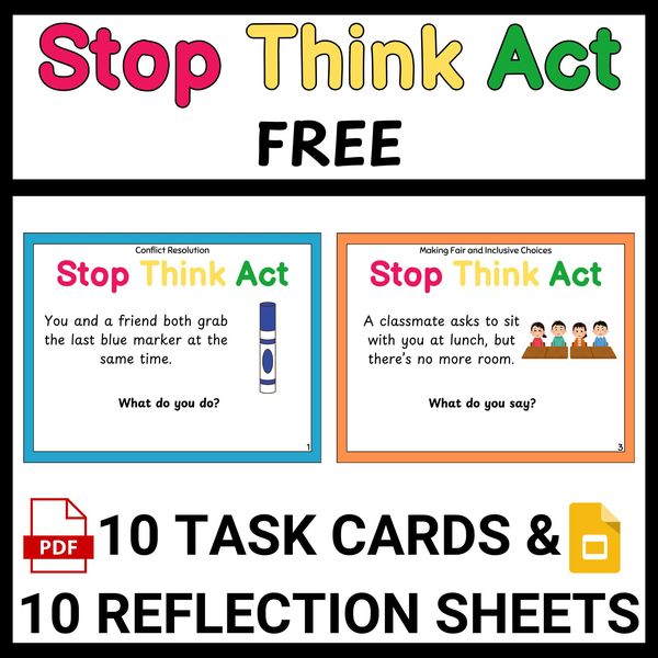 Stop Think Act Cards — Free Printable & Digital Sample — cover preview