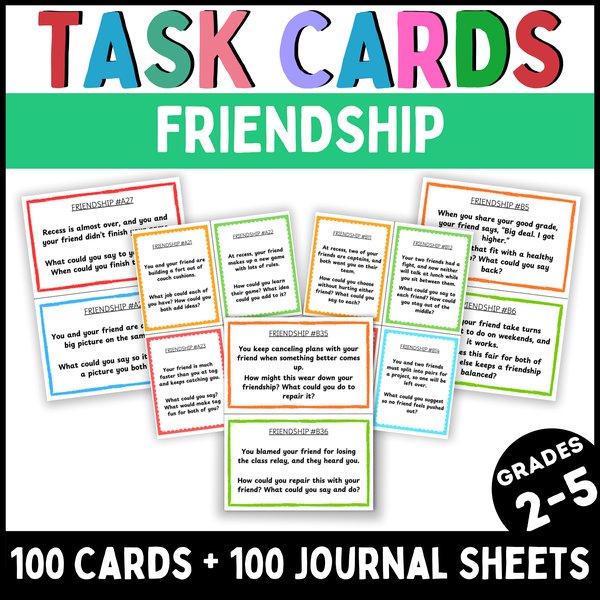 Friendship Task Cards — Printable & Digital — cover preview