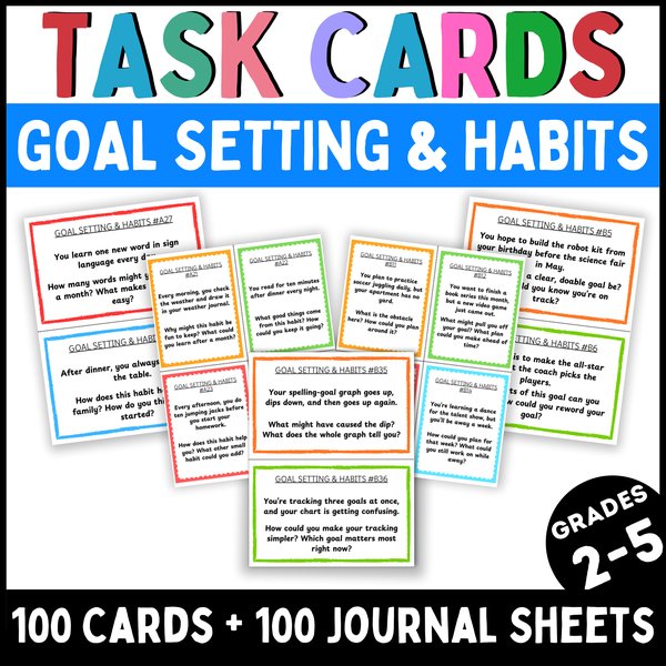Goal Setting Task Cards — Printable & Digital — cover preview