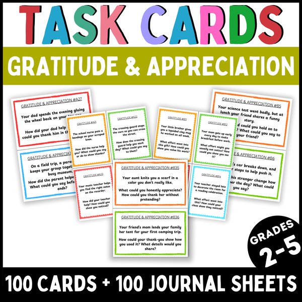 Gratitude Task Cards — Printable & Digital — cover preview