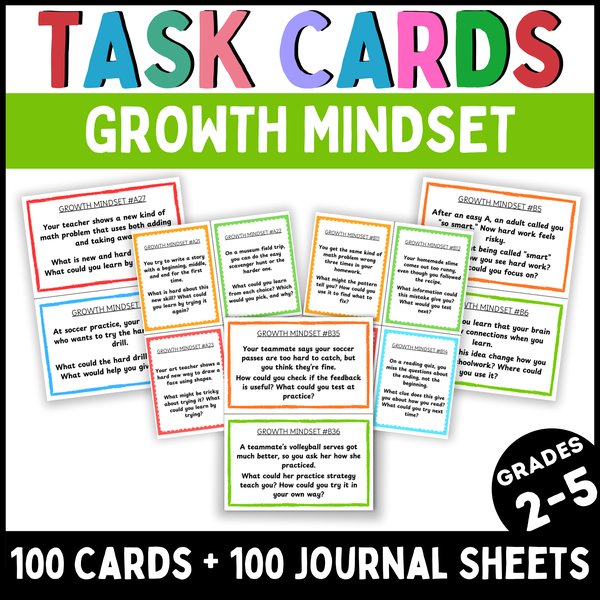 Growth Mindset Task Cards — Printable & Digital — cover preview