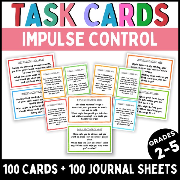 Impulse Control Task Cards — Printable & Digital — cover preview