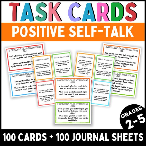 Positive Self-Talk Task Cards — Printable & Digital — cover preview